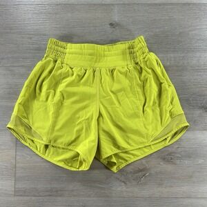 Lululemon Size 4 High-Rise Hotty Hot Lined 4" Shorts Neon Green Athleisure
